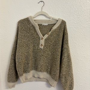 By the River Henley Button Neck Pullover Sweater, size M